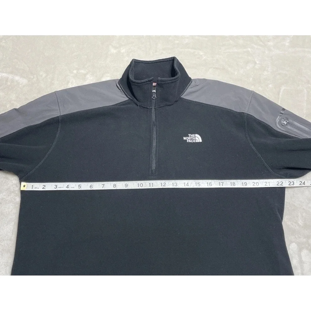 The North Face Fleece Pullover Men's Size Large Black Gray 1/4 Zip Sleeve Pocket